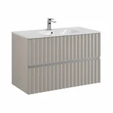 ELEGANT База под раковину подвесная с двумя выкатными ящиками, с LED подсветкой ручек. Светло-серый матовый, 770x469x550 AM-ELEGANT-800-2C-SO-GCM-LED
