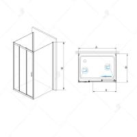 Душевой уголок RGW PA-73 (PA-13 + Z-050-2) прямоугольный  100* 70*195 060873107-011 профиль Хром стекло Прозрачное 5 мм RGW