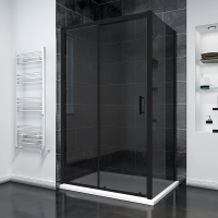 Душевой угол раздвижной прямоугольный RV055BT-15080-05-C8 1500х800х1950 Цвет профиля Чёрный матовый Стекло Тонированное Veconi