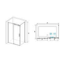 Душевой уголок RGW TO-44 (TO-14 + Z-050-2) прямоугольный  150* 80*195 02074458-11 профиль Хром стекло Прозрачное 8 мм RGW