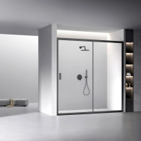 Душевая дверь раздвижная VN60B-200-01-C5 2000x1950 Цвет профиля Чёрный матовый Стекло Прозрачное Veconi